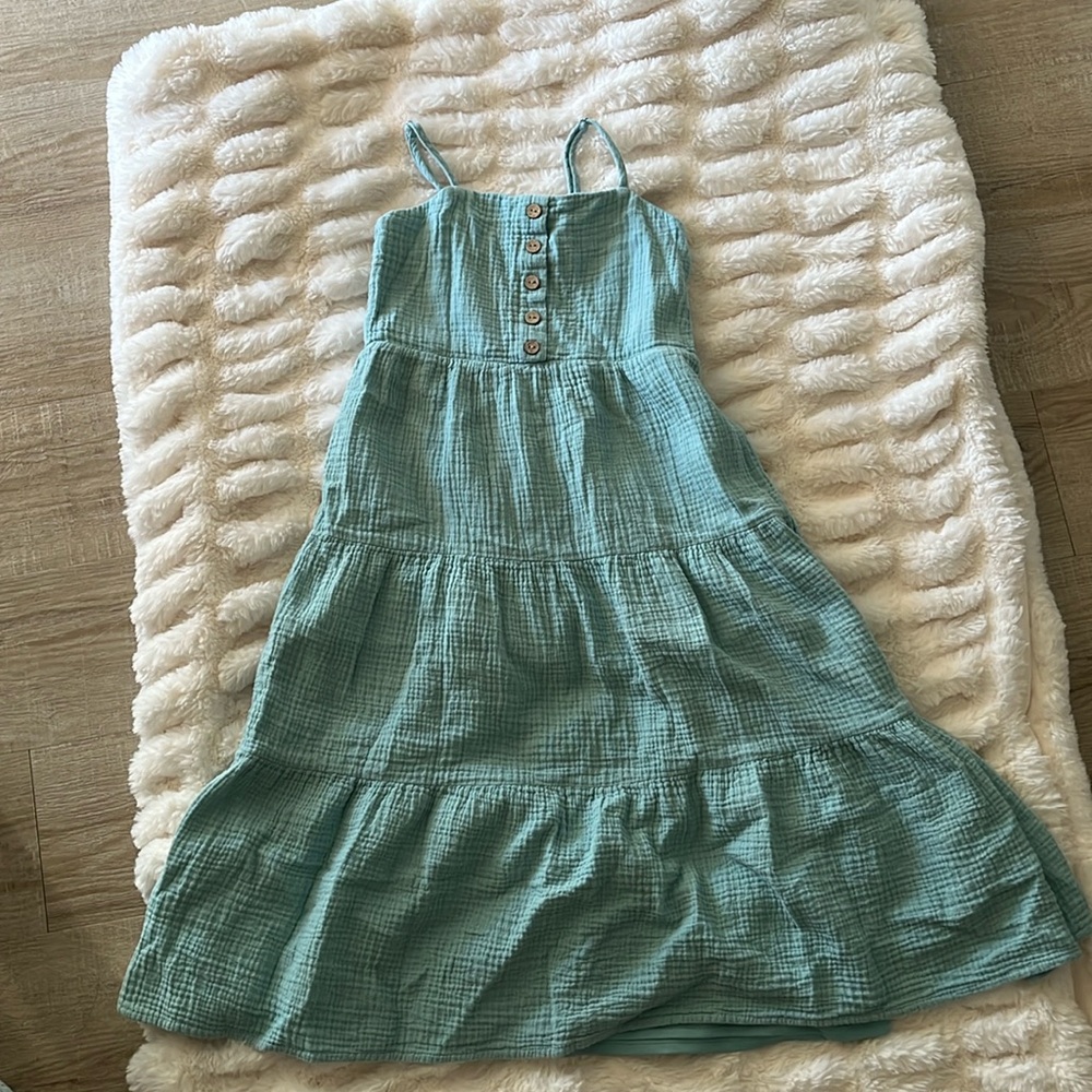 Girls summer dress,  size small, teal color